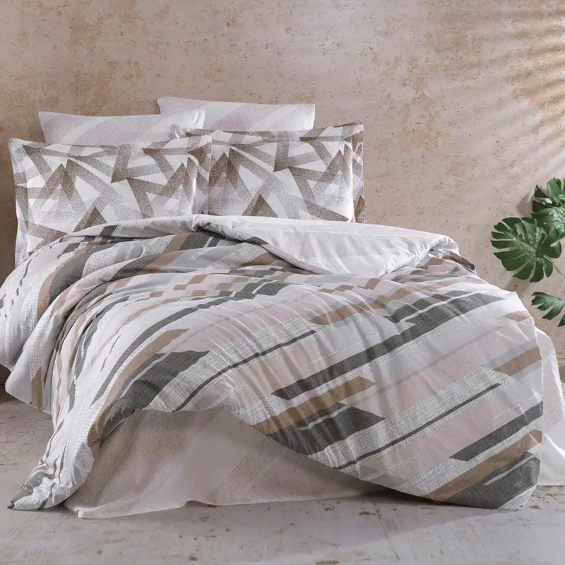 Coffee Ranforce Double Duvet Set