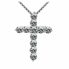 Crystal Cross Silver Chain Necklace