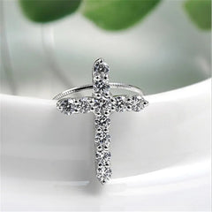 Crystal Cross Silver Chain Necklace