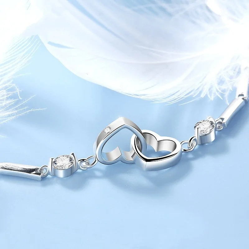 Cubic Zircona Heart Bracelet