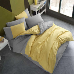 Yellow Poplin Double Duvet Set