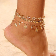 Crystal Star Anklets Set