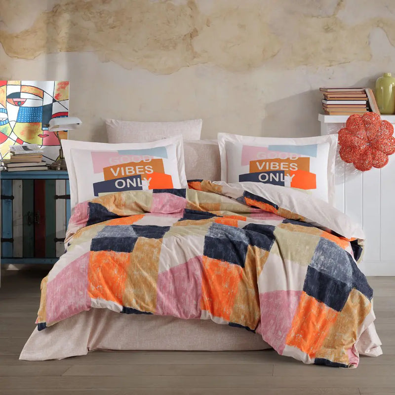 Orange Poplin Double Duvet Set