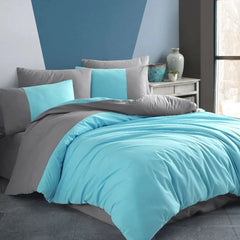 Turquoise Poplin Double Duvet Set