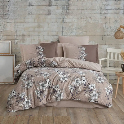 Coffee Ranforce Double Duvet Set