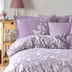 Lilac Poplin Double Duvet Set